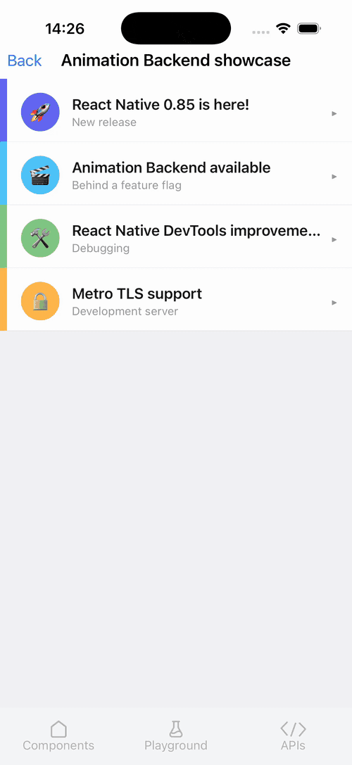 Animation Backend demo on iOS
